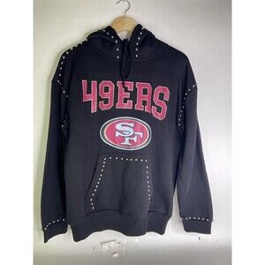 San Francisco 49ers Gameday Couture Studded Hoodie Sweatshirt Black Womens Small